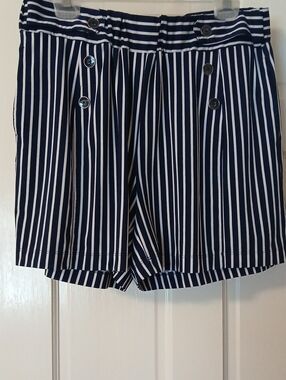 Robert Louis Navy and White High-Waist Striped Shorts